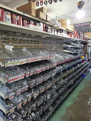 Shelf of water heater parts